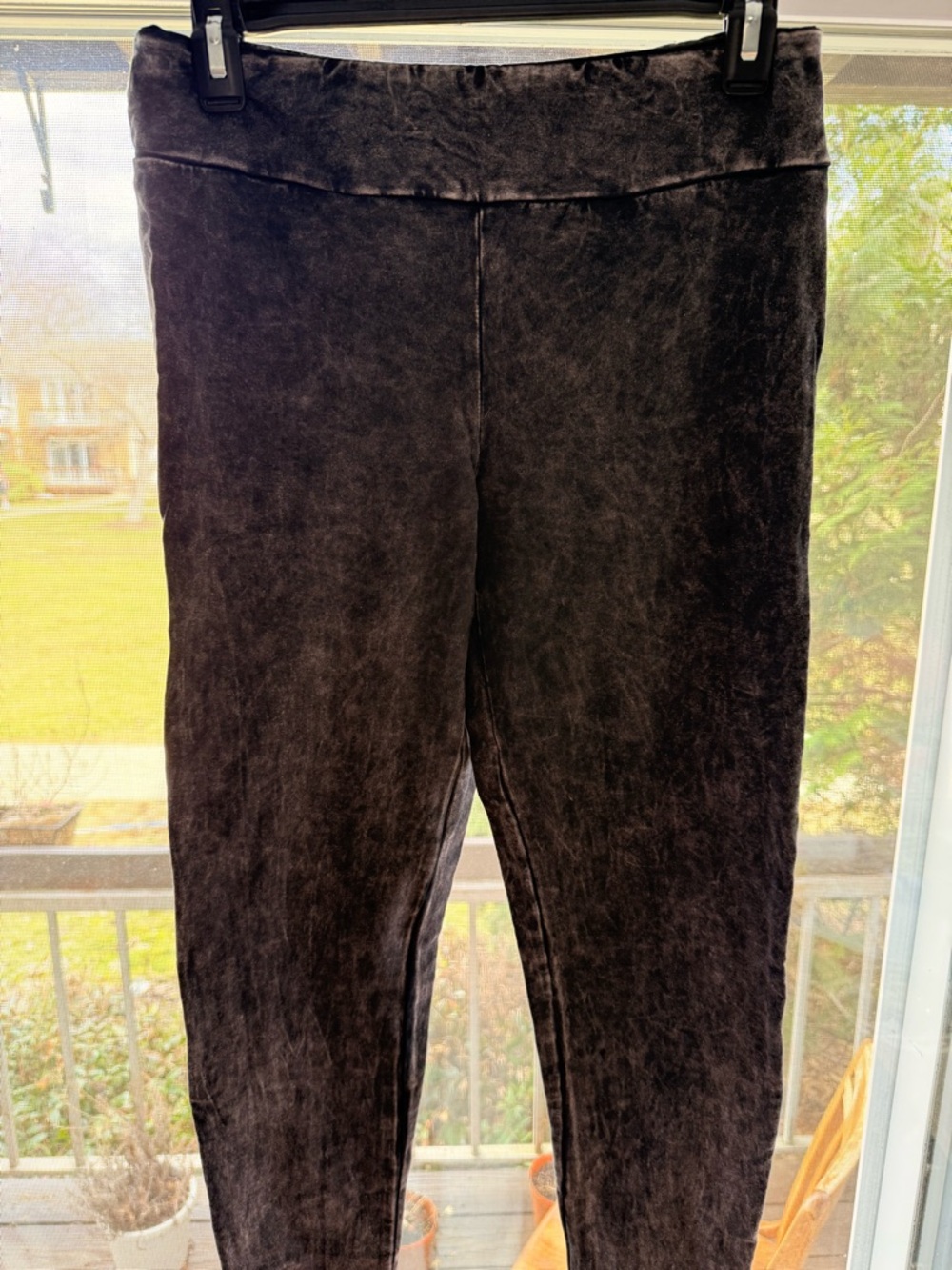 Black /Gray Washed High-Waist Leggings